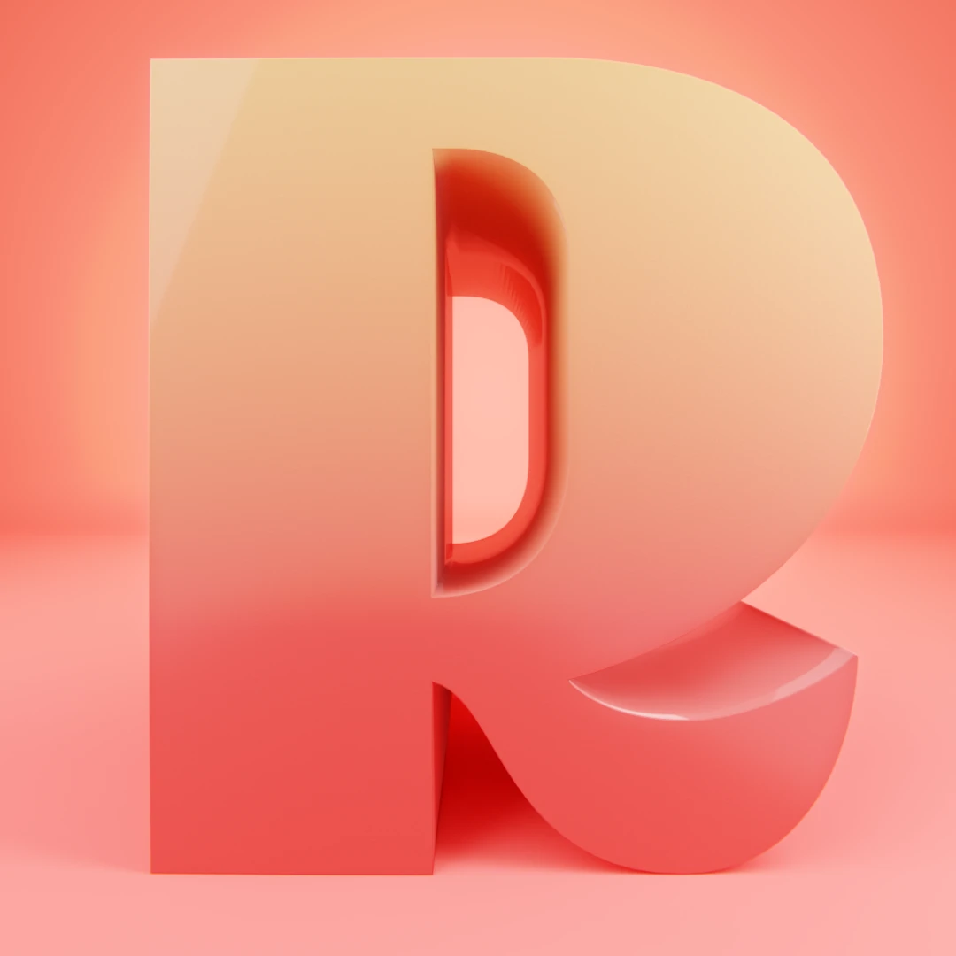 a 3D rendering of the letter R